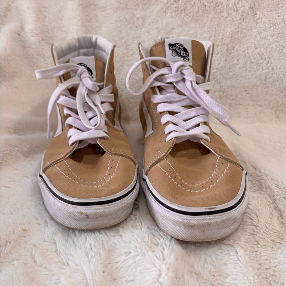 Vans tan High-Top Sneakers with White Laces